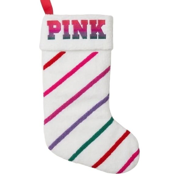 pink Limited Edition Sherpa Striped Christmas Stocking - Picture 2 of 9